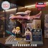 Lego-style Tidus and Yuna minifigures with a Fahrenheit airship model on a display base labeled Final Fantasy X.!