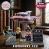 Final Fantasy X minifigures of Tidus and Yuna with a Fahrenheit airship model on a display base with commemorative text.!