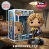 Tidus Final Fantasy X vinyl figure with blue sword and blitzball standing on a 25th anniversary base beside display box.!