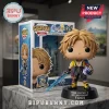 Tidus Final Fantasy X vinyl figure with blue sword and blitzball standing on a black 25th anniversary display base.!