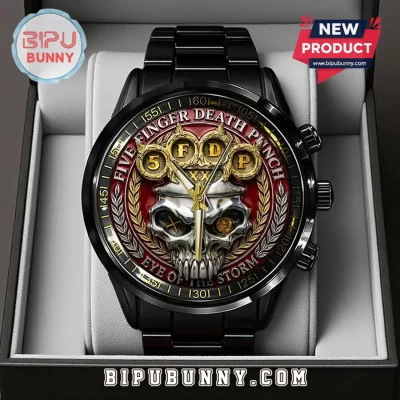 Five Finger Death Punch Skull Black Stainless Steel Watch