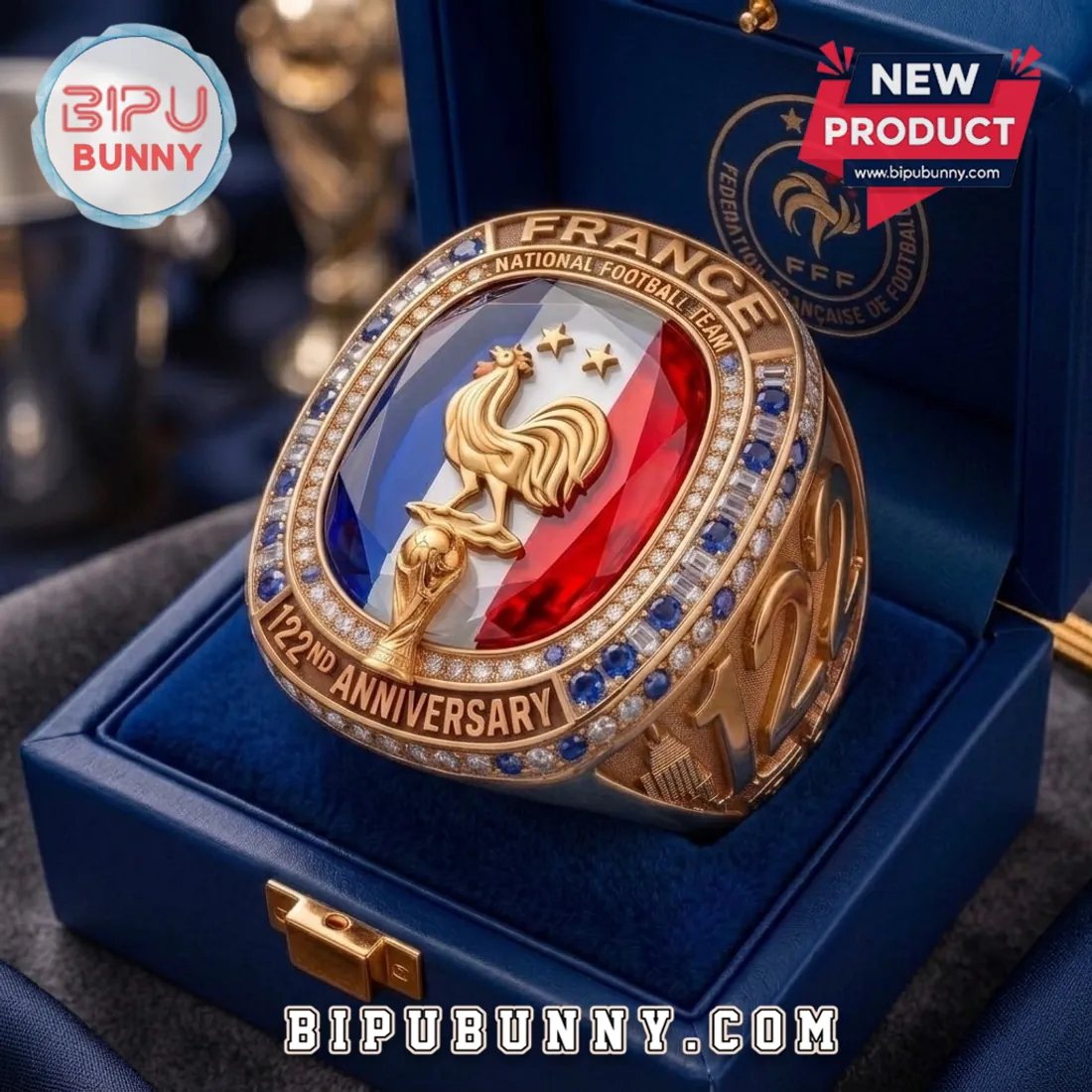 France National Football Team 122nd Anniversary Gold Ring France National Football Team 122nd Anniversary Gold Ring