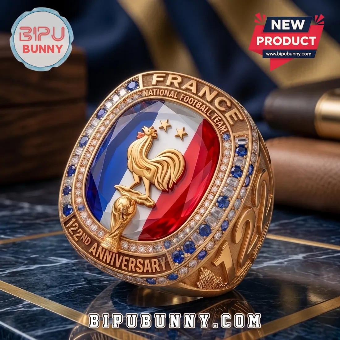 France National Football Team 122nd Anniversary Gold Ring France National Football Team 122nd Anniversary Gold Ring