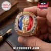 Gold France national football team championship ring with French flag, rooster emblem, and 122nd anniversary text.!