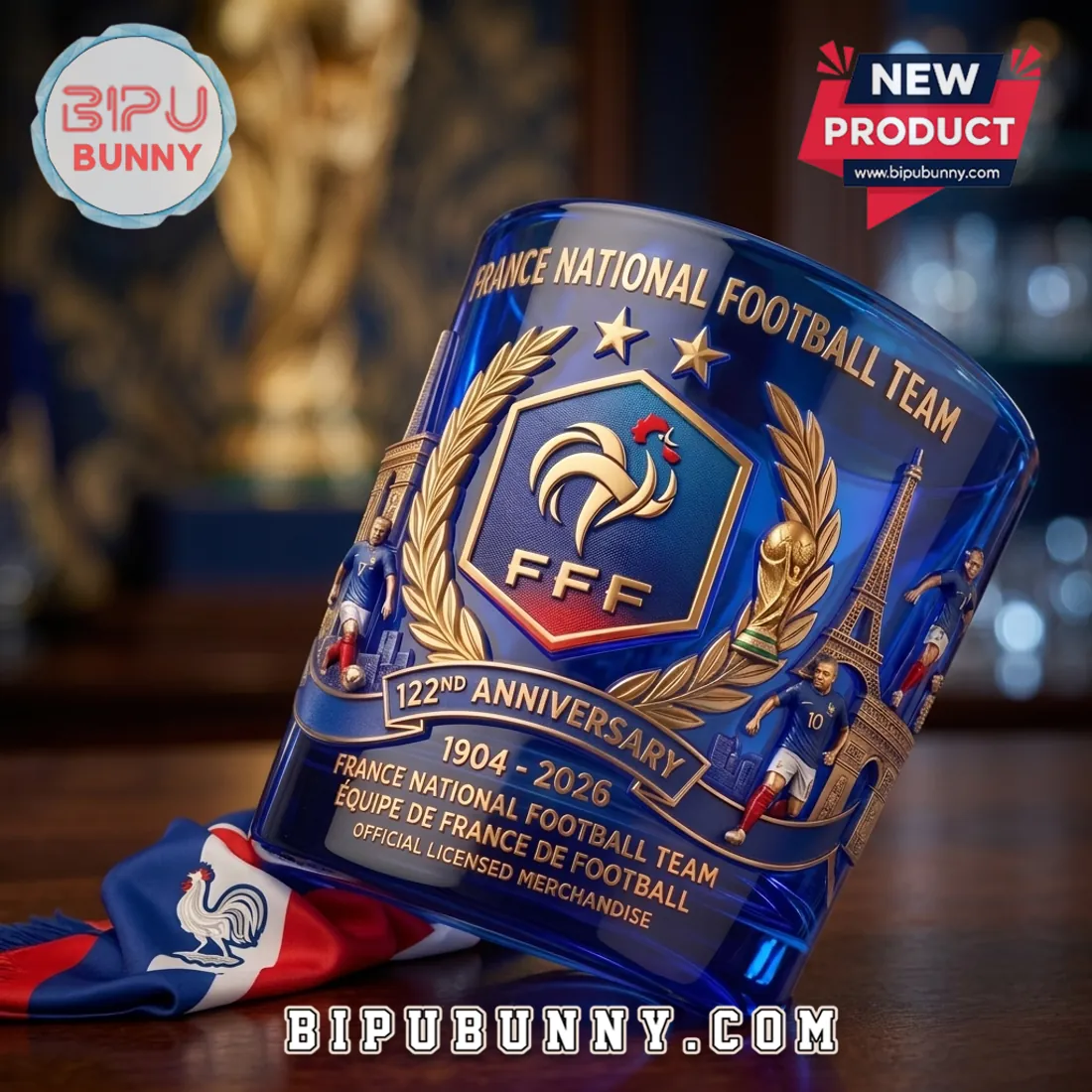 France National Football Team 122nd Anniversary Whiskey Glass France National Football Team 122nd Anniversary Whiskey Glass