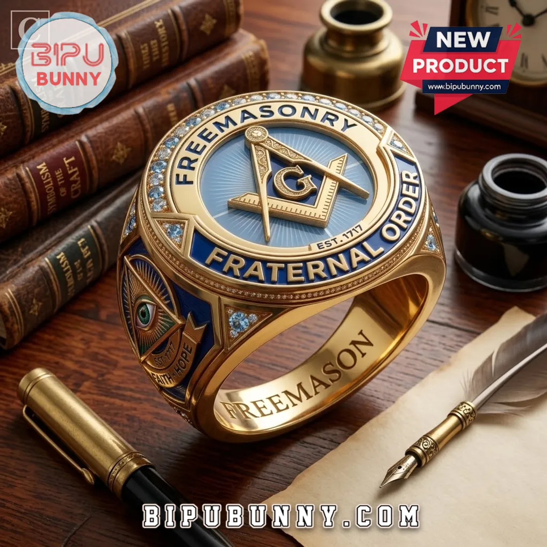 Freemason 1717 Square and Compasses Signet Ring Freemason 1717 Square and Compasses Signet Ring