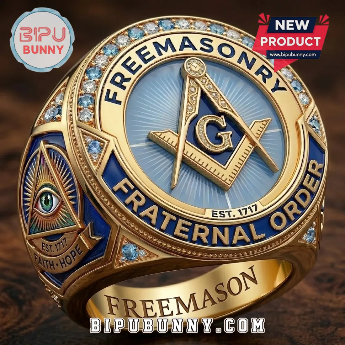 Freemason 1717 Square and Compasses Signet Ring Freemason 1717 Square and Compasses Signet Ring