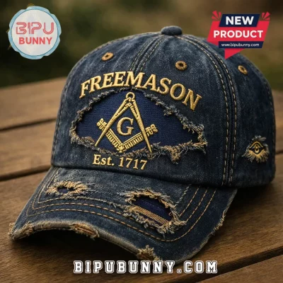 Freemason EST 1717 Premium Distressed Denim Baseball Cap