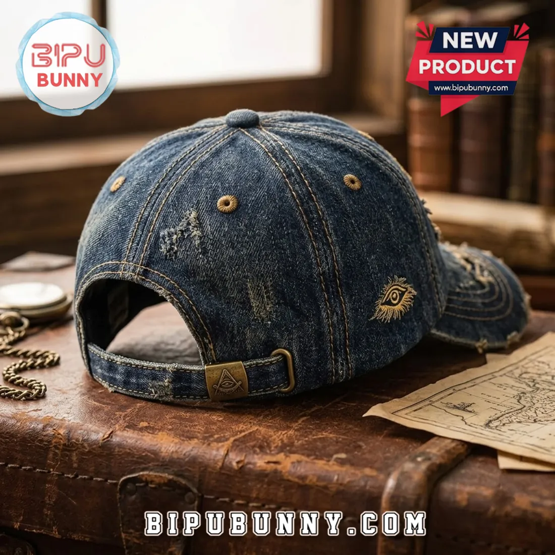 Freemason EST 1717 Premium Distressed Denim Baseball Cap Freemason EST 1717 Premium Distressed Denim Baseball Cap