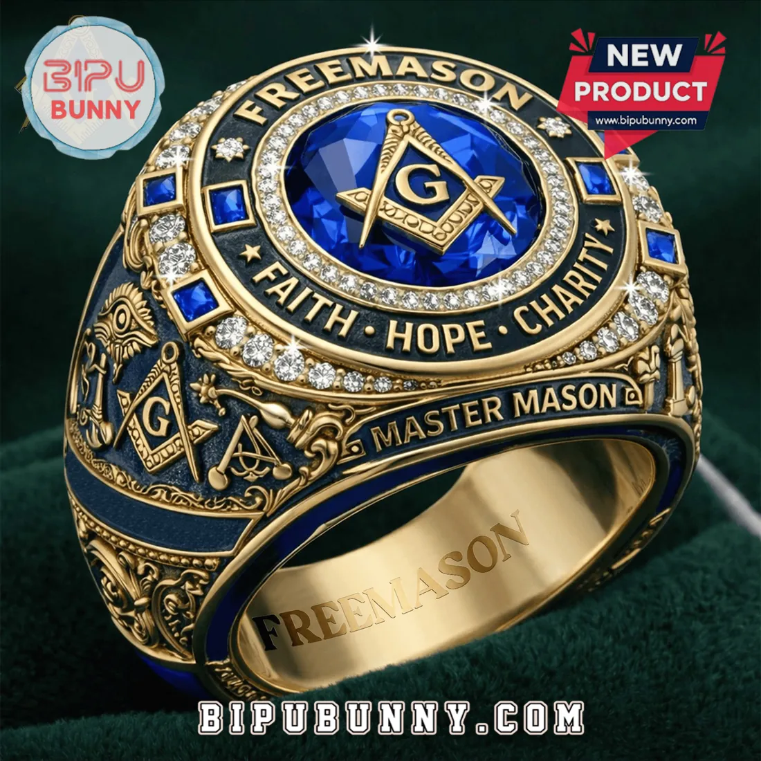 Freemason Master Mason Blue Stone Gold Ring Freemason Master Mason Blue Stone Gold Ring