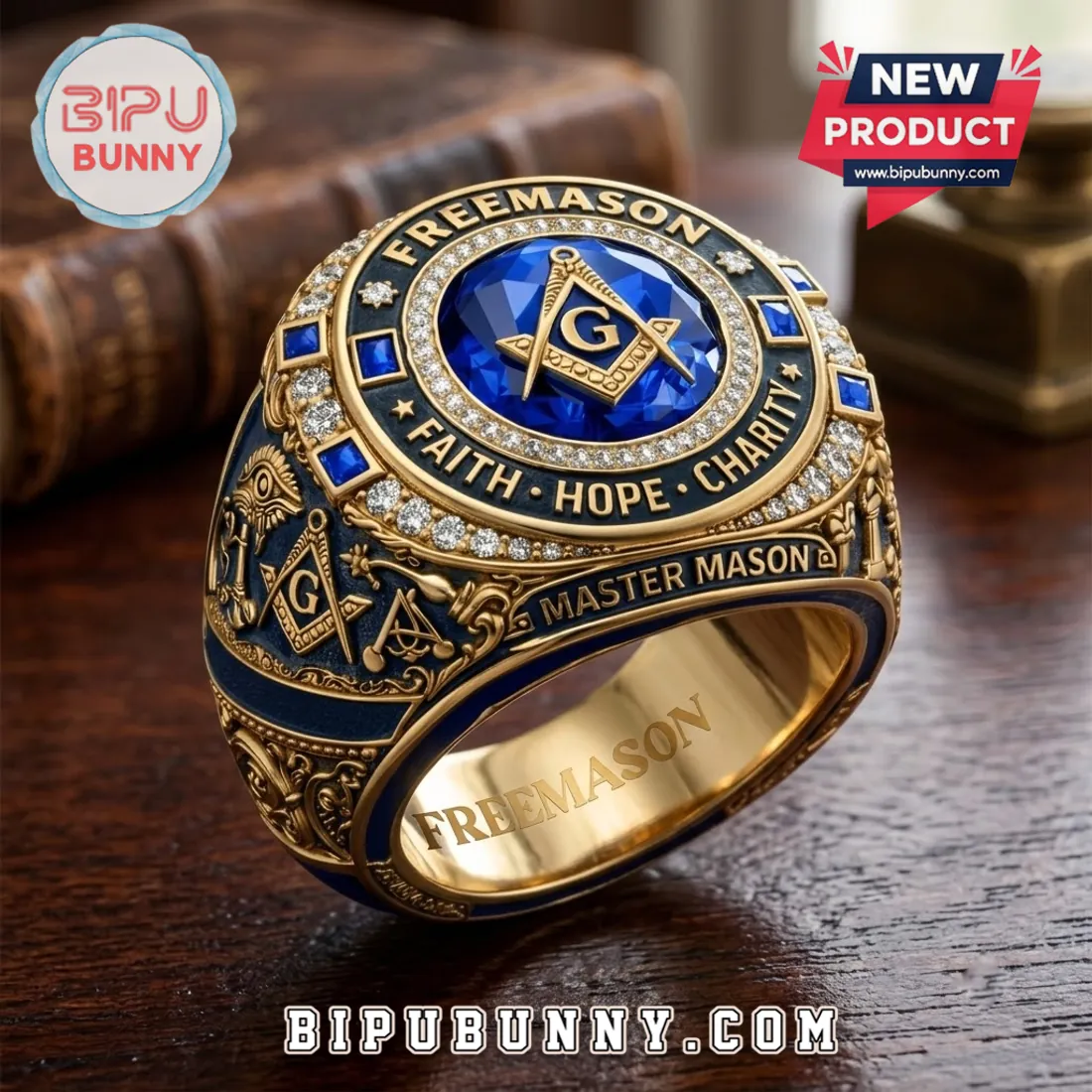 Freemason Master Mason Blue Stone Gold Ring Freemason Master Mason Blue Stone Gold Ring