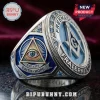 Freemasonry Square and Compass Blue Stone Silver Ring featuring the Eye of Providence and Faith Hope engraving.