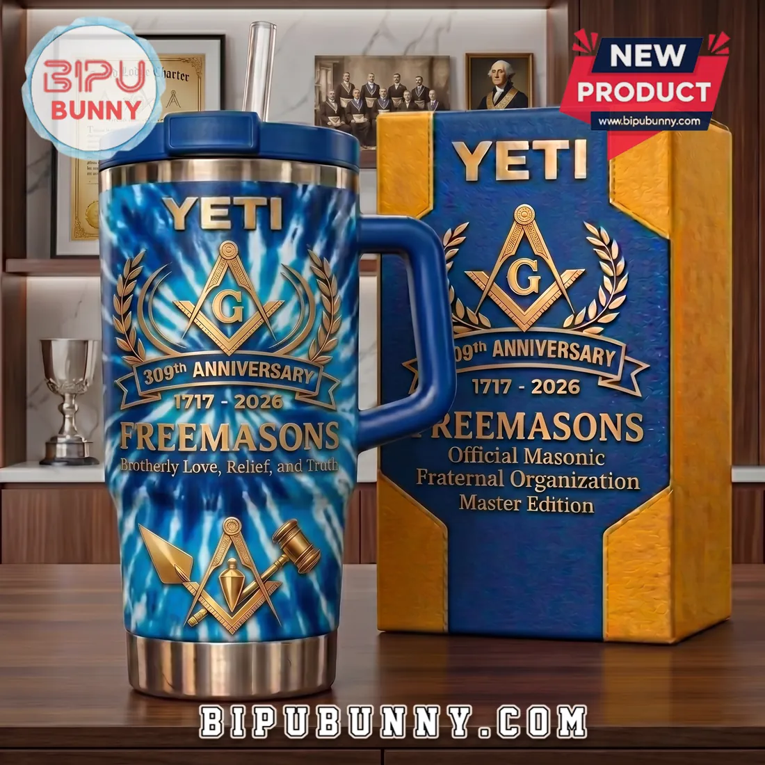 Freemasons 309th Anniversary 40oz Handle Tumbler Freemasons 309th Anniversary 40oz Handle Tumbler