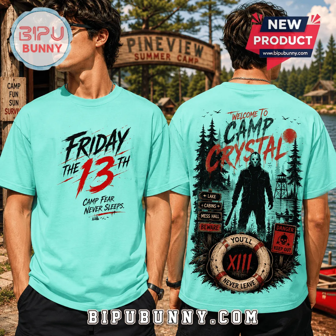 Friday The 13th Camp Crystal Lake Teal T-Shirt Friday The 13th Camp Crystal Lake Teal T-Shirt