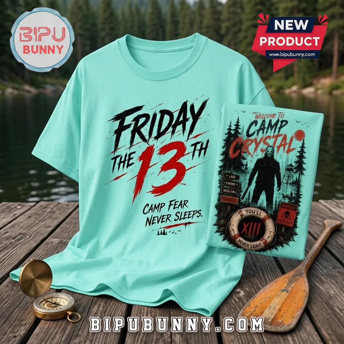 Friday The 13th Camp Crystal Lake Teal T-Shirt Friday The 13th Camp Crystal Lake Teal T-Shirt