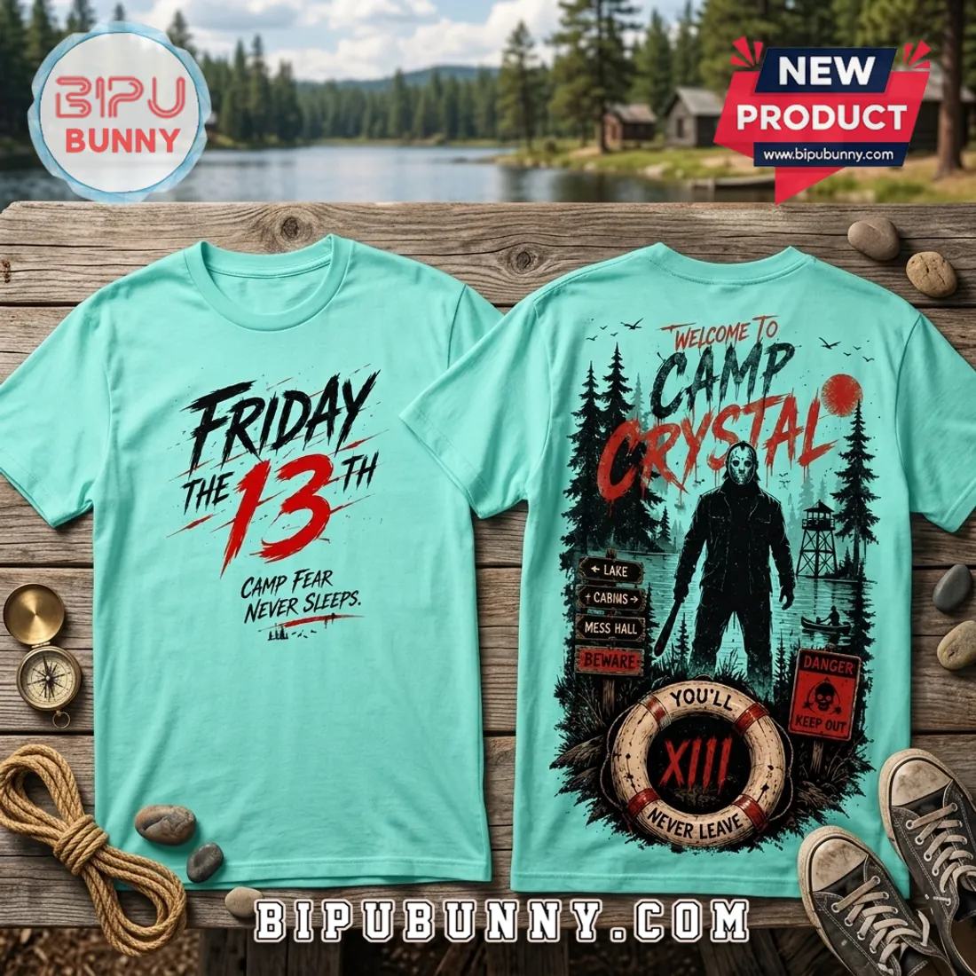 Friday The 13th Camp Crystal Lake Teal T-Shirt Friday The 13th Camp Crystal Lake Teal T-Shirt