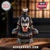 Crystal bust of Gene Simmons with black and white face paint, long hair, and red tongue, featuring a diamond-shaped stopper.!