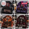 Ghost Band Halloween Beanie Hat 2026 collection featuring four knit caps with Papa Emeritus designs and gothic themes.