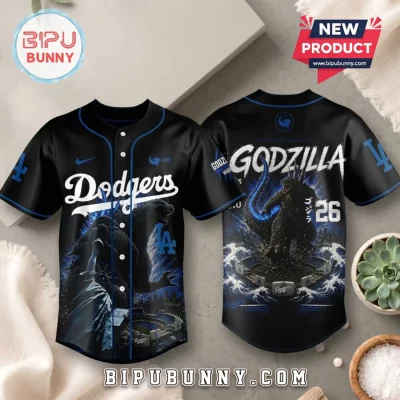 Godzilla Minus One Los Angeles Dodgers Black Baseball Jersey