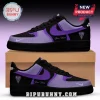 Custom Nike Air Force 1 sneakers in black and two-tone purple featuring Golden State Valkyries logo and name customization.!