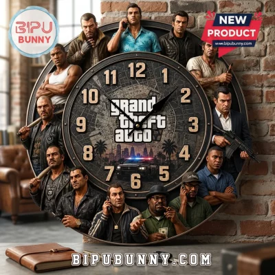 Grand Theft Auto 5 Characters Premium Round Wall Clock