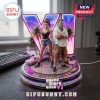 Grand Theft Auto VI LED Acrylic Light Box featuring two character figurines standing before a glowing violet Roman numeral VI.