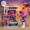 Leonida Gator vinyl figure wearing sunglasses and a blue shirt holding a cocktail with an umbrella next to its box.!