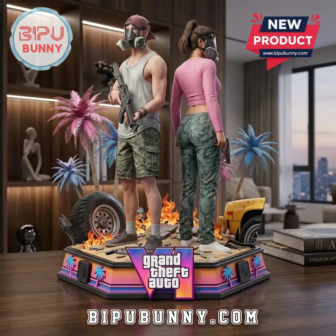 Grand Theft Auto VI Sculpted Diorama Statue Grand Theft Auto VI Sculpted Diorama Statue