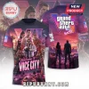 Grand Theft Auto VI t-shirt featuring Vice City character art, neon pink and purple gradients, and game logo graphics.!