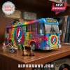 Grateful Dead tour bus toy with tie-dye patterns, Steal Your Face logo, dancing bears, and three band member figurines.!