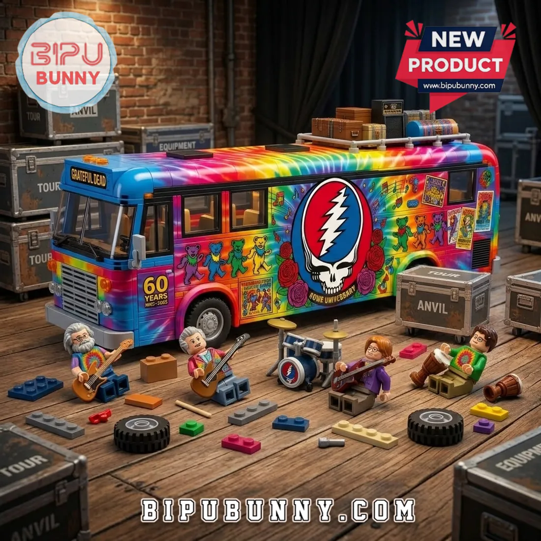 Grateful Dead 60th Anniversary Tie Dye Tour Bus Building Set Grateful Dead 60th Anniversary Tie Dye Tour Bus Building Set