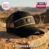 Black trucker hat with mesh back and a colorful woven band featuring a Grateful Dead lightning bolt logo patch.!