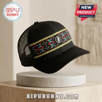Grateful Dead Steal Your Face Aztec Black Mesh Trucker Hat