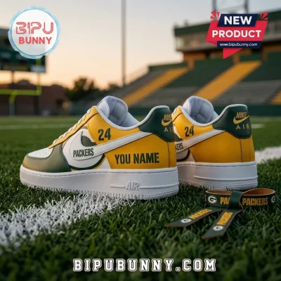 Green Bay Packers Personalized Yellow Green Custom Air Force 1 Sneakers