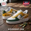 Customized Green Bay Packers sneakers with gold, green, and white leather, featuring the number 24 and space for a name.!