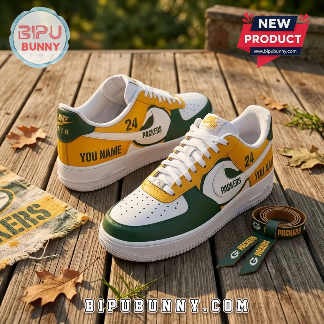 Green Bay Packers Personalized Yellow Green Custom Air Force 1 Sneakers Green Bay Packers Personalized Yellow Green Custom Air Force 1 Sneakers