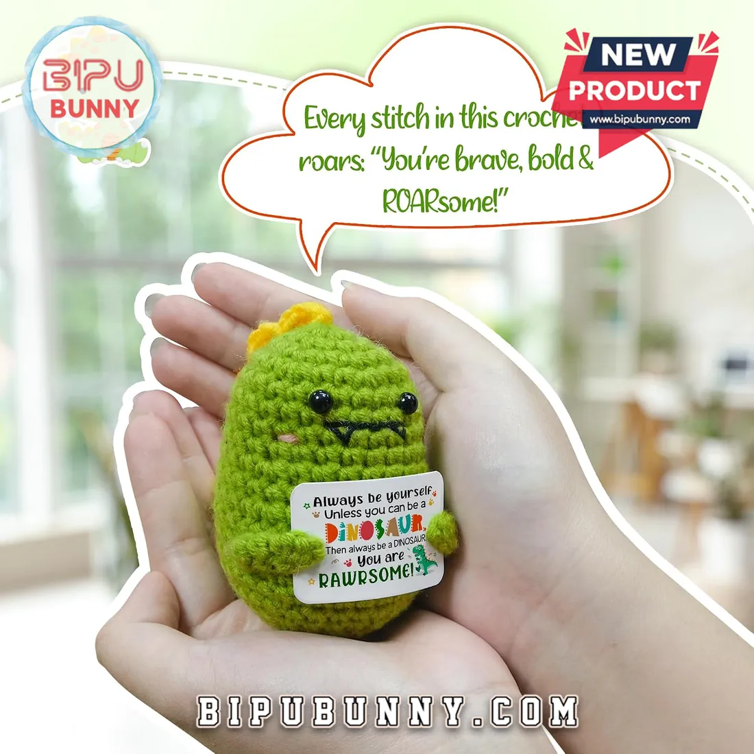 Green Dinosaur Emotional Support Crochet Doll Green Dinosaur Emotional Support Crochet Doll