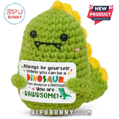 Green Dinosaur Emotional Support Crochet Doll