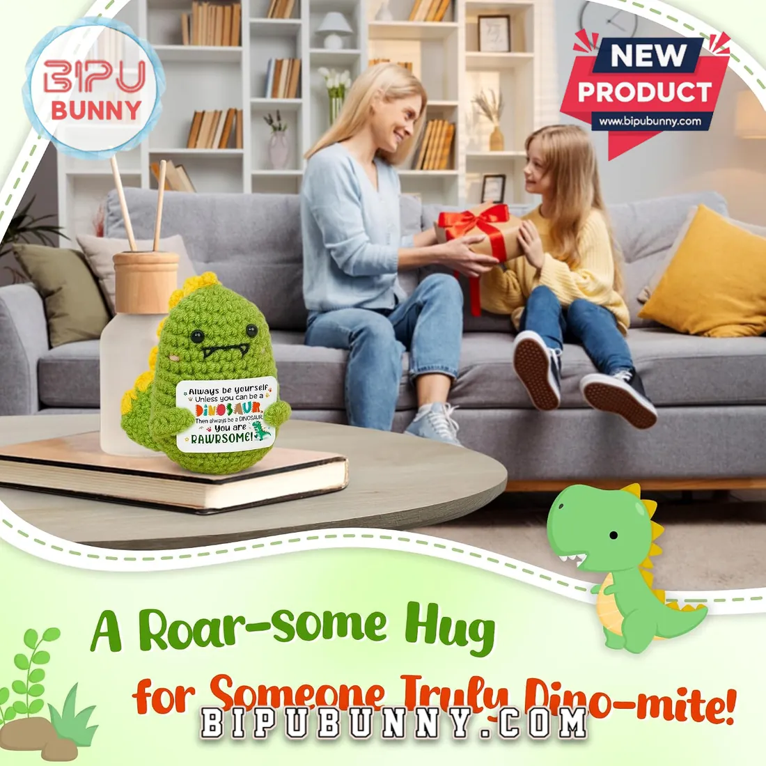 Green Dinosaur Emotional Support Crochet Doll Green Dinosaur Emotional Support Crochet Doll