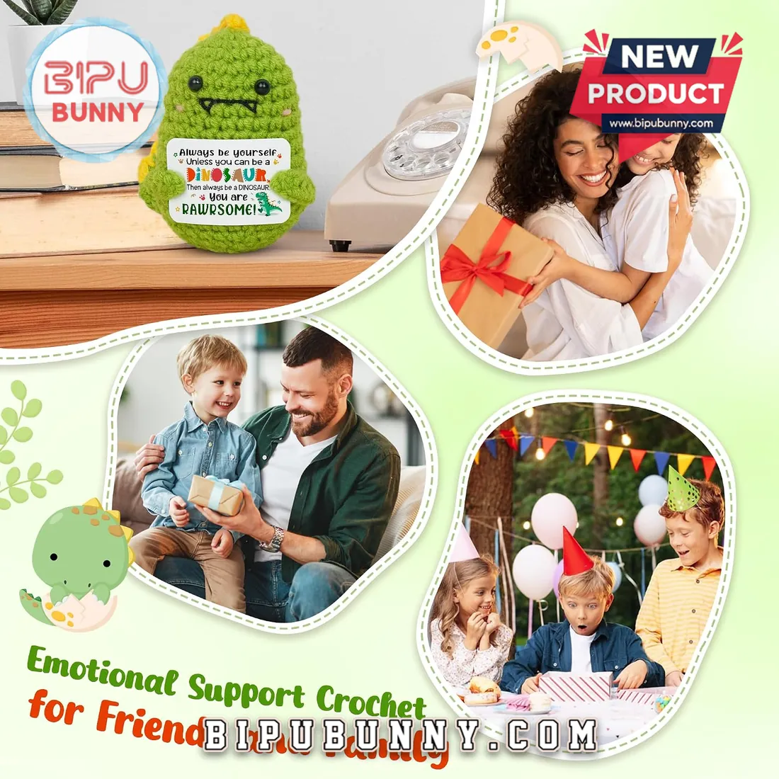 Green Dinosaur Emotional Support Crochet Doll Green Dinosaur Emotional Support Crochet Doll