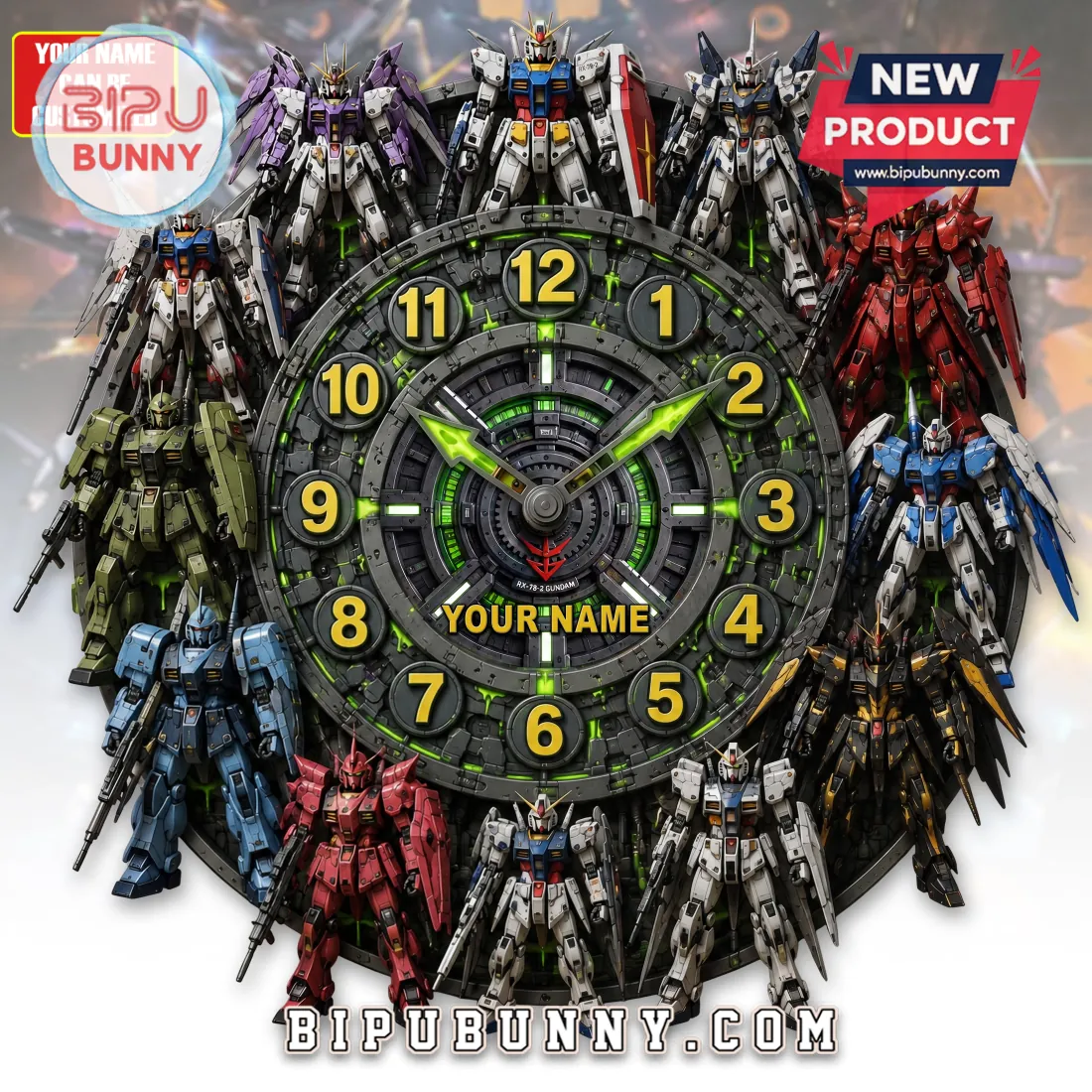 Gundam Mecha Hangar Personalized Acrylic Wall Clock Gundam Mecha Hangar Personalized Acrylic Wall Clock