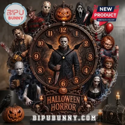Halloween Horror Movie Icons Acrylic Wall Clock