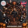 Halloween Horror Movie Icons Acrylic Wall Clock featuring Michael Myers, Jason, Pennywise, and various horror characters.
