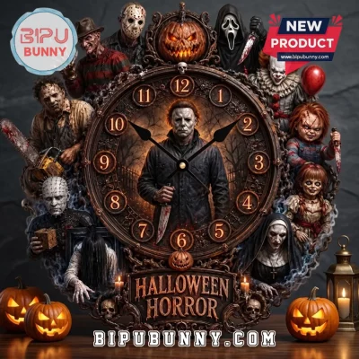 Halloween Horror Movie Icons Acrylic Wall Clock
