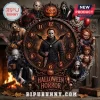 Halloween Horror Movie Icons Acrylic Wall Clock featuring Michael Myers, Jason Voorhees, and Pennywise in a dark frame.
