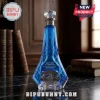 Blue glass Halo-themed decanter with lightning patterns, 25th anniversary text, and metal Master Chief helmet base.!