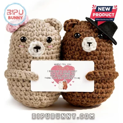 Handmade Crochet Bear Couple Emotional Support Dolls