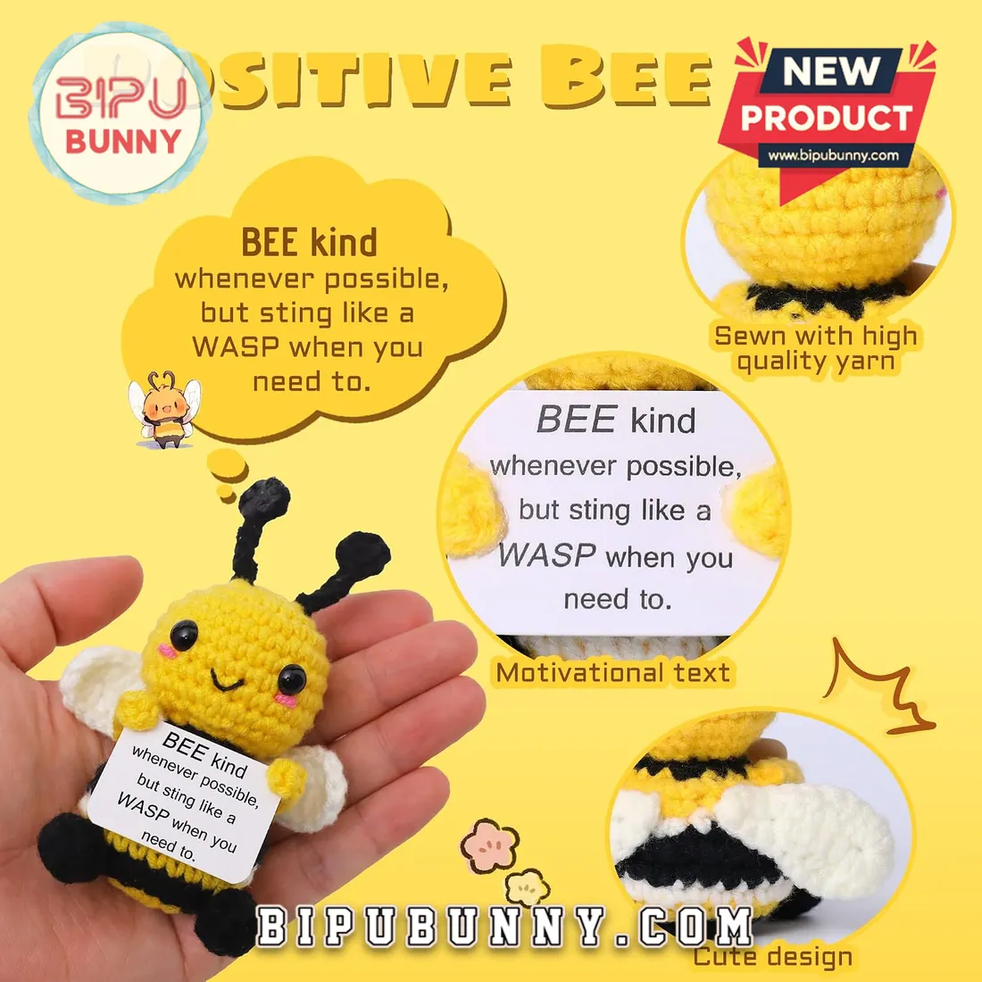 Handmade Crochet Bee Emotional Support Plushie Handmade Crochet Bee Emotional Support Plushie