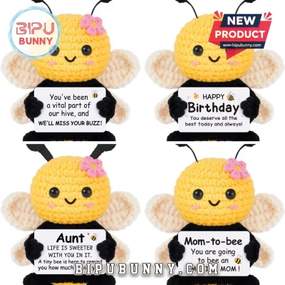 Handmade Crochet Bee Mama Affirmation Doll