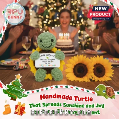 Handmade Sunflower Turtle Birthday Crochet Doll